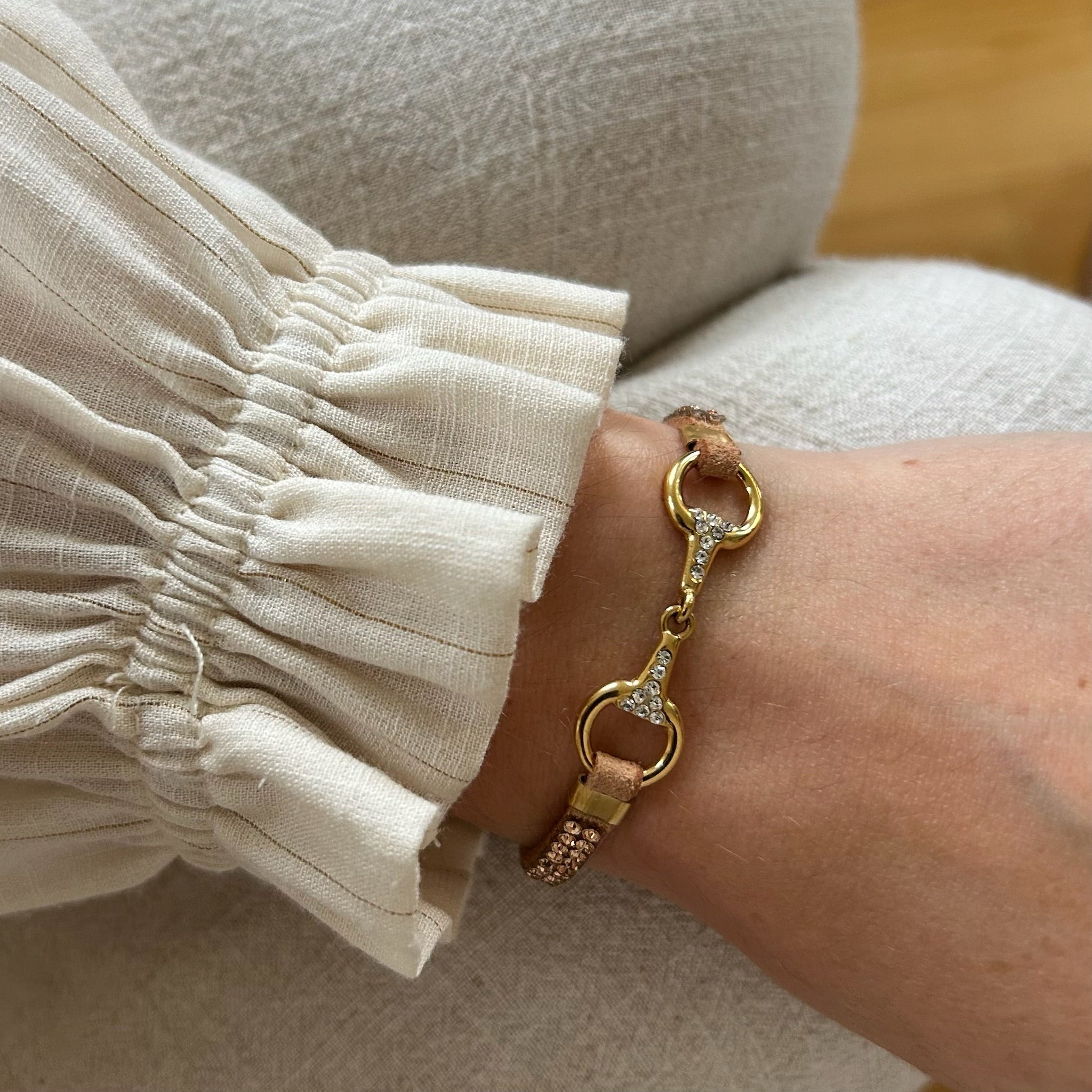 Bracelet Lilo strass doré beige