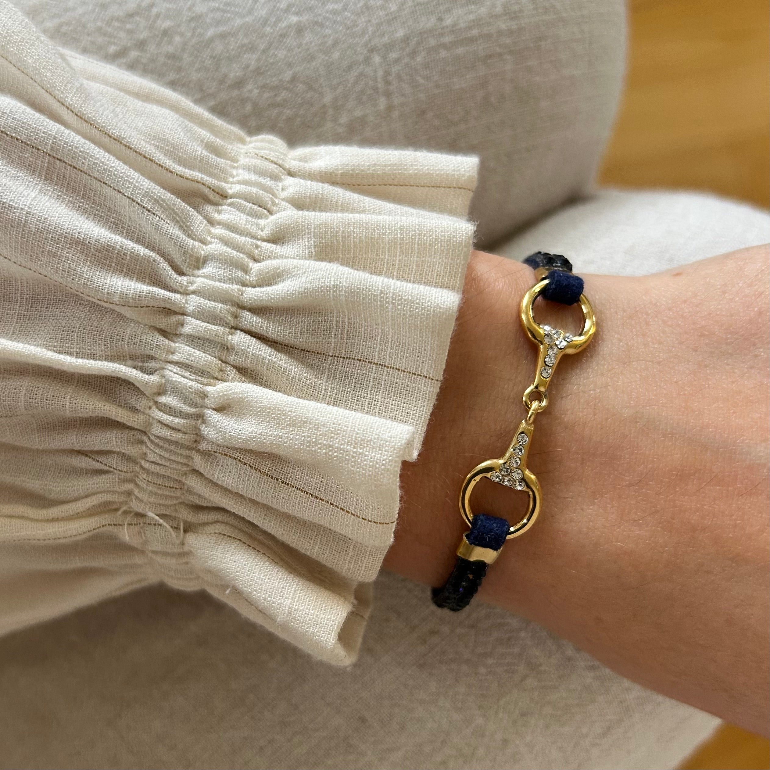 Bracelet Lilo strass bleu marine doré