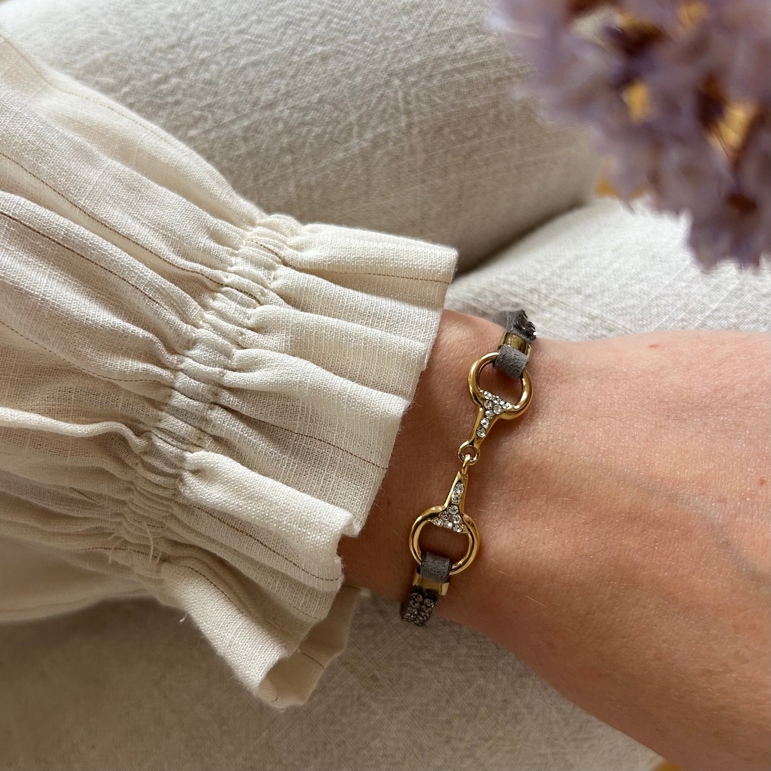 Bracelet Lilo strass doré gris