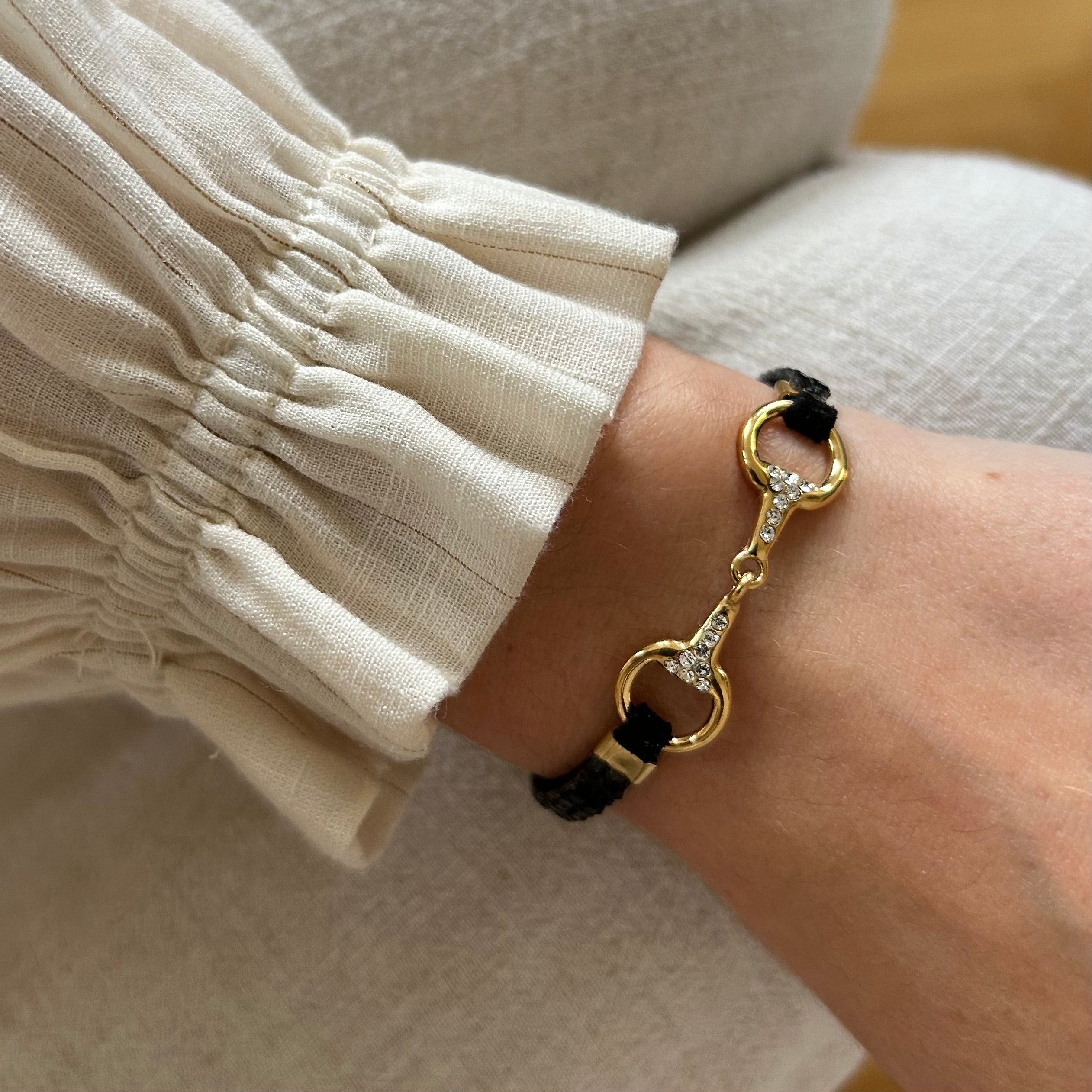 Bracelet Lilo strass doré noir