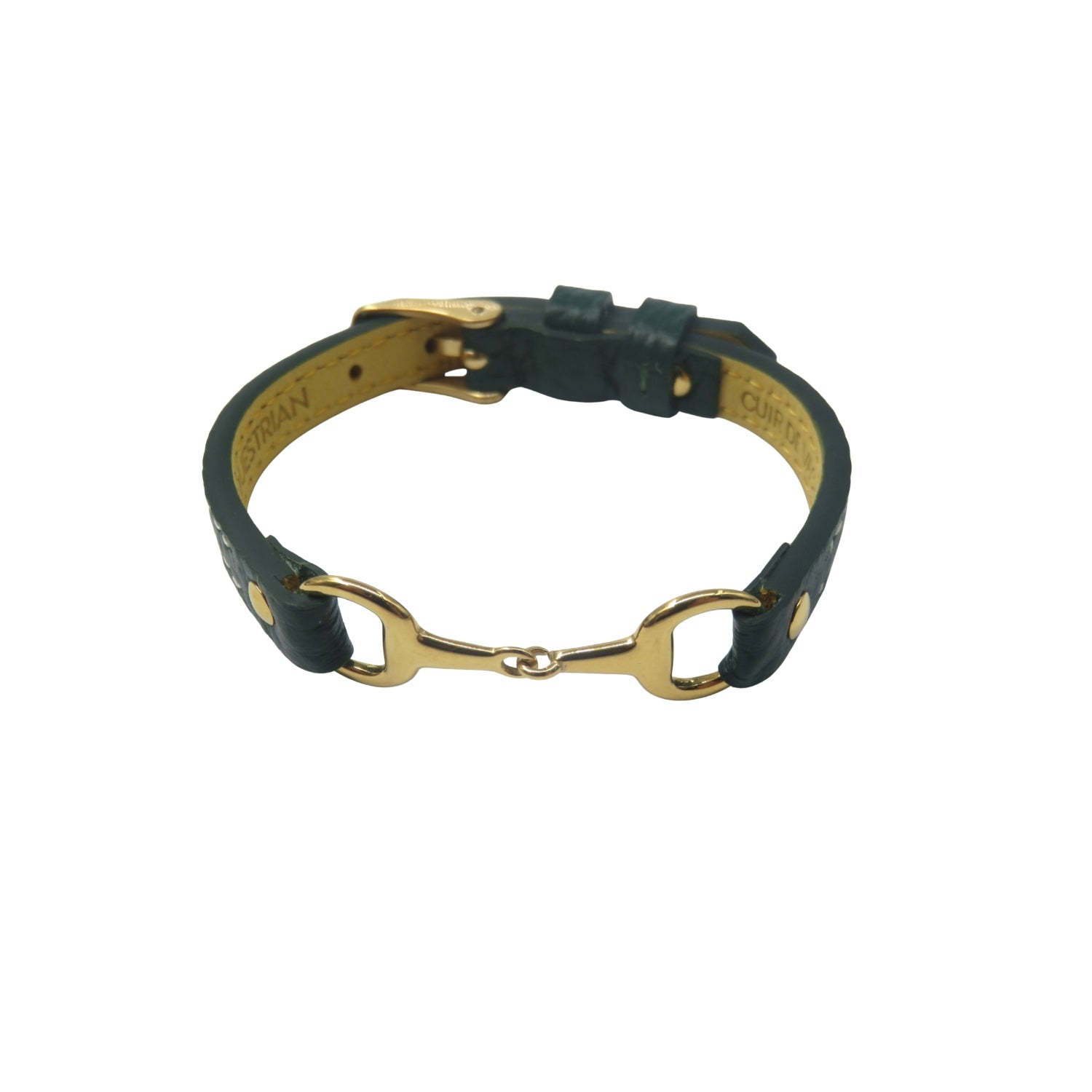 bracelet fano cuir noir doré