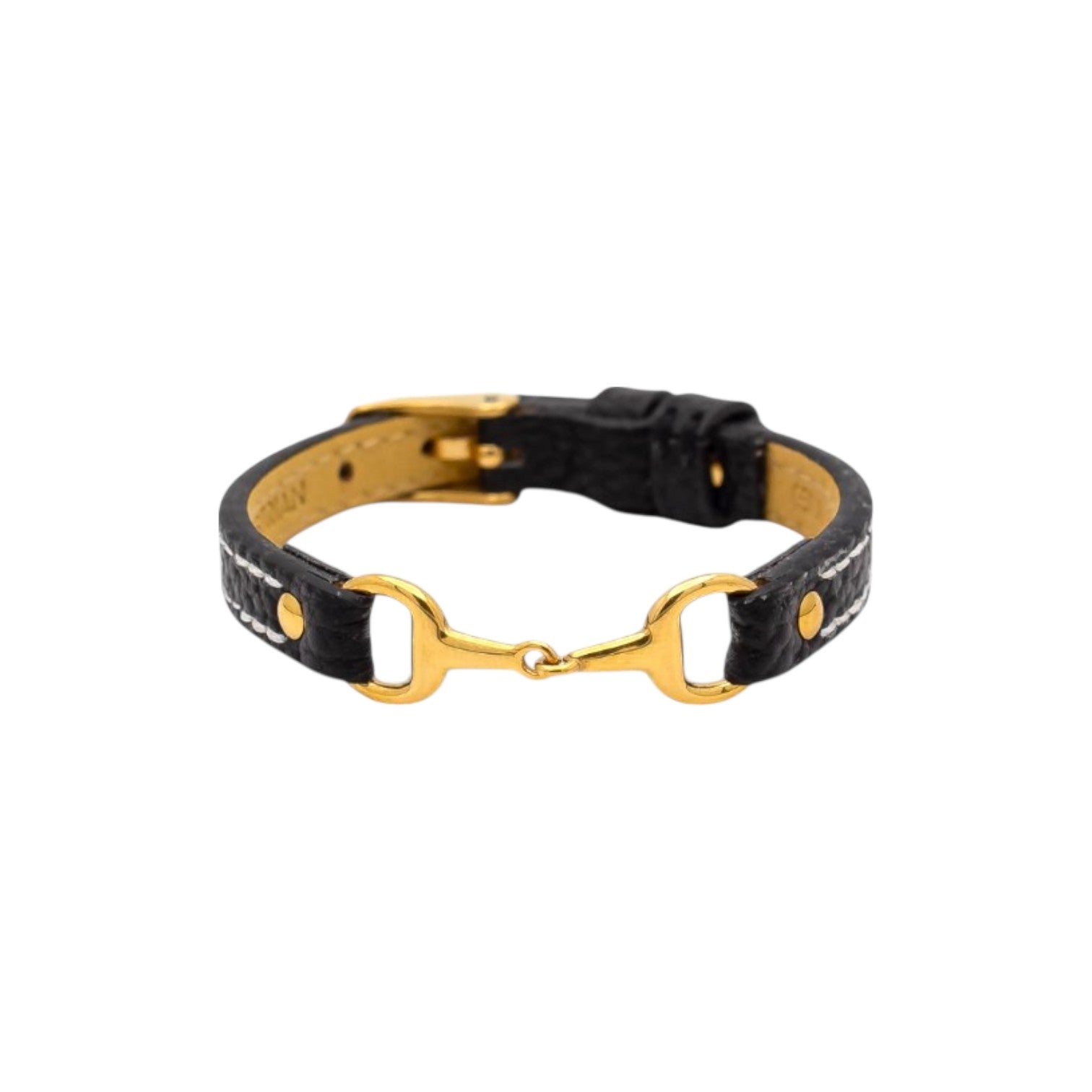 bracelet fano cuir noir dorée