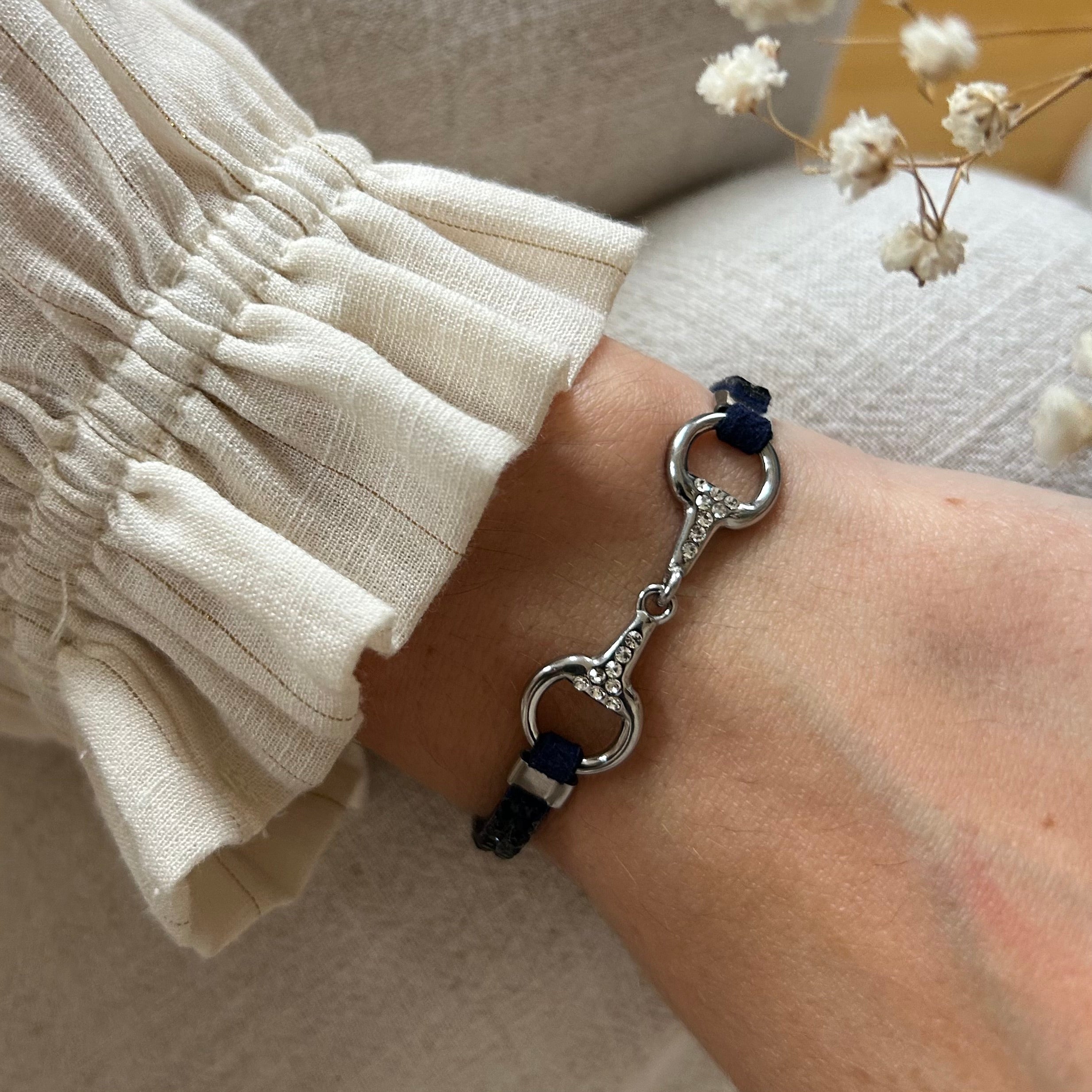 Bracelet Lilo strass bleu marine acier