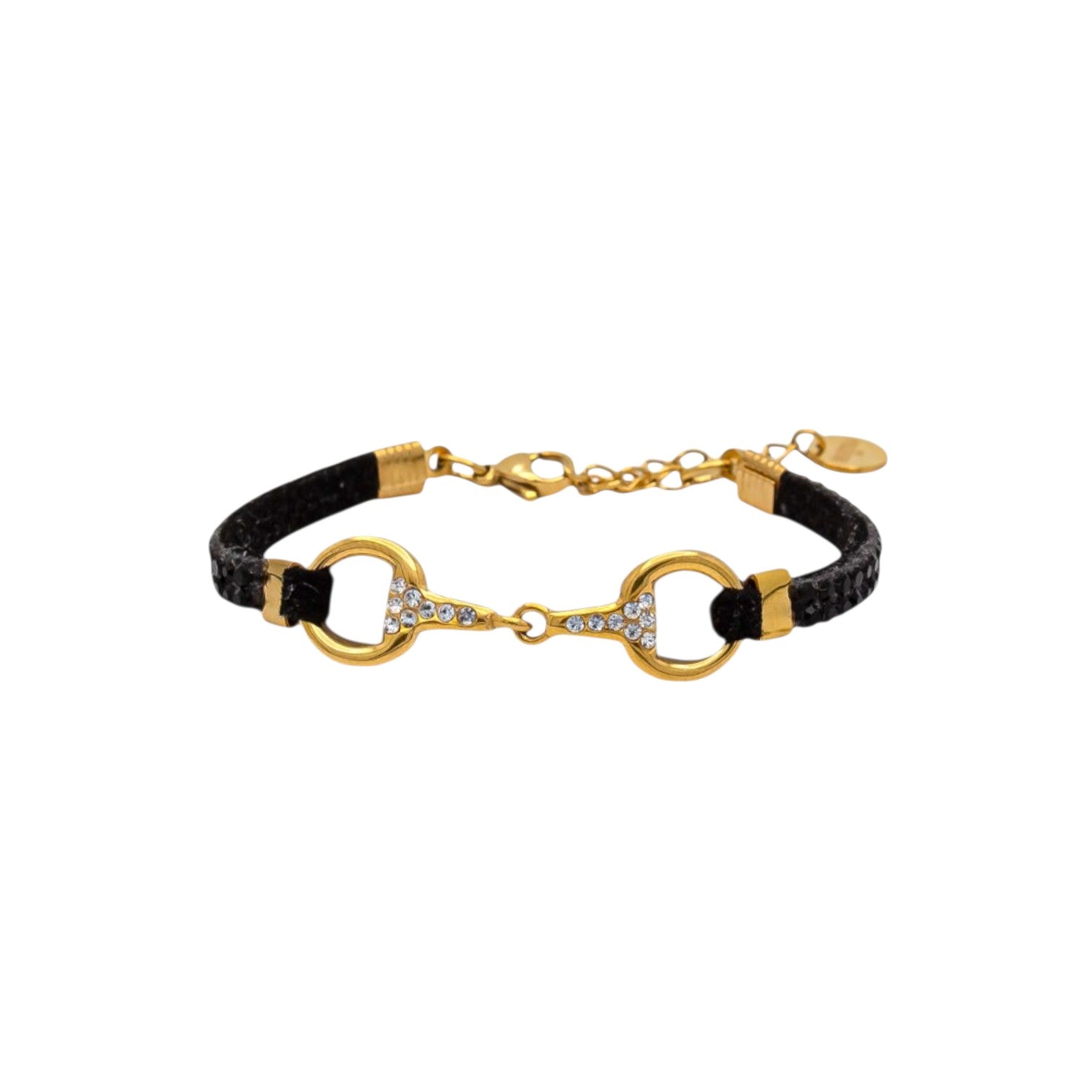 Bracelet Lilo strass noir doré