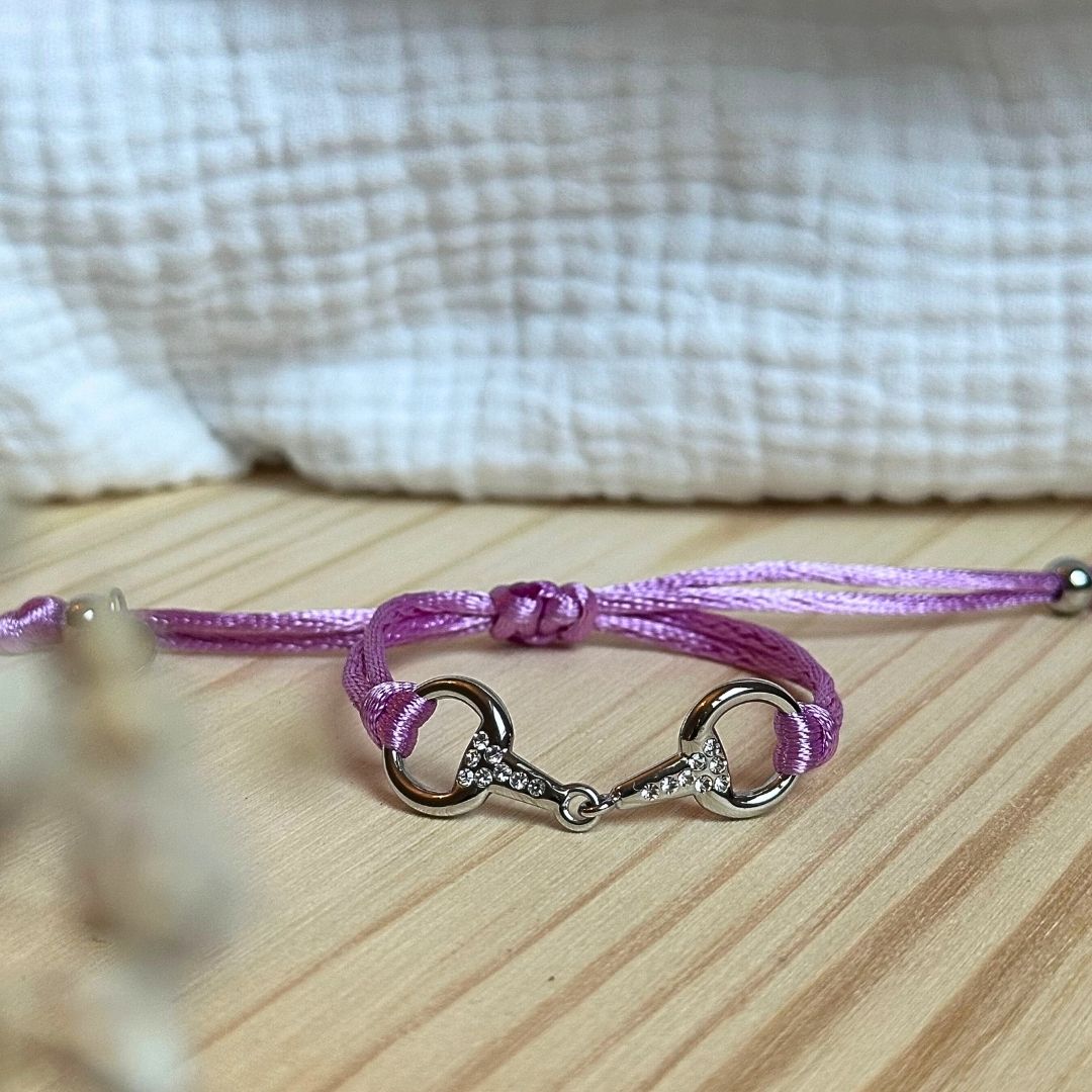 Sam - Satin rhinestone horsebit bracelet