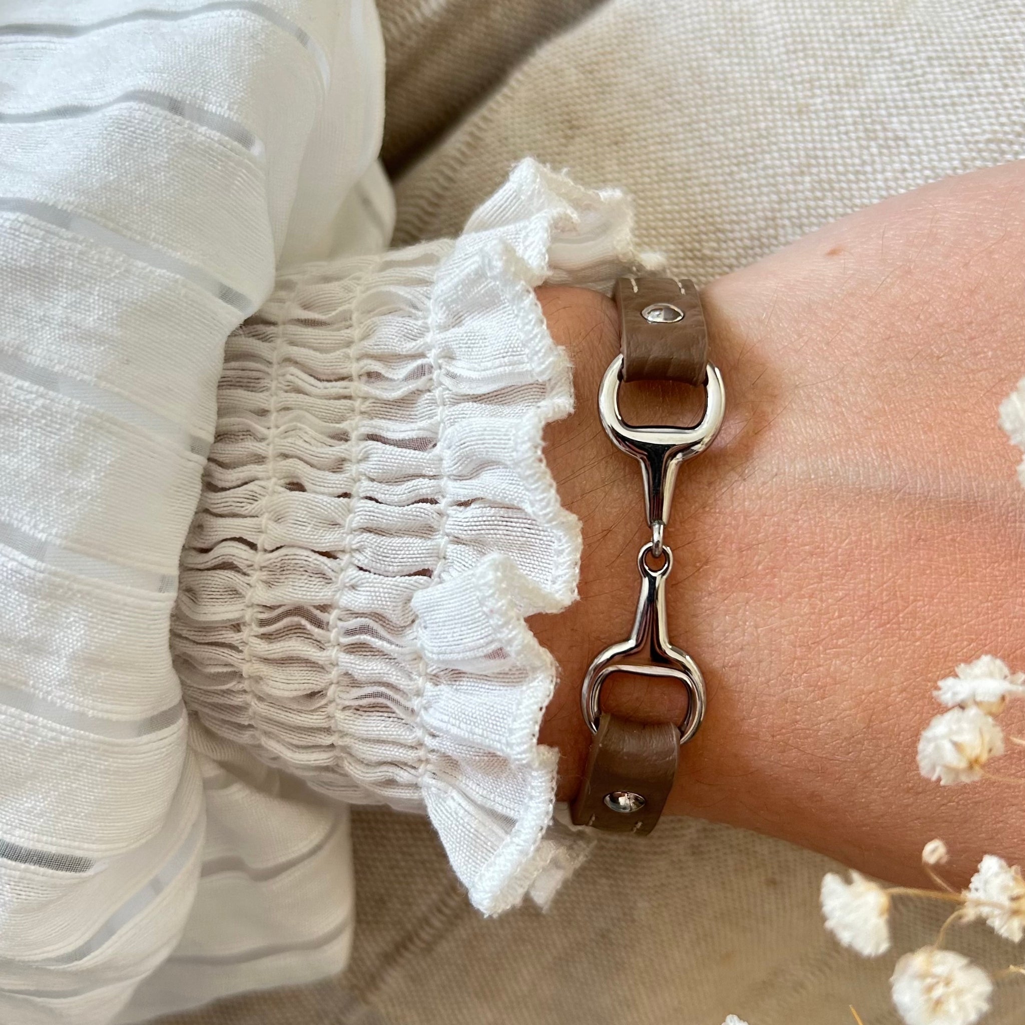 Fano senza strass - Bracciale in pelle a giro singolo