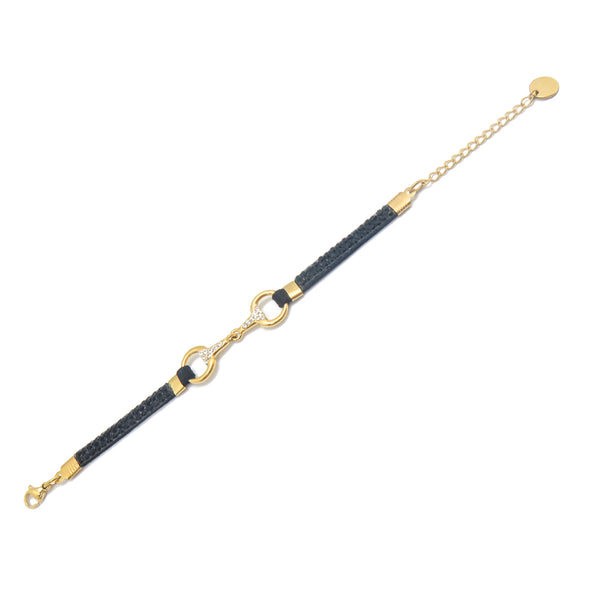 Lilo strass - Bracelet mors strass en acier doré à l'or fin