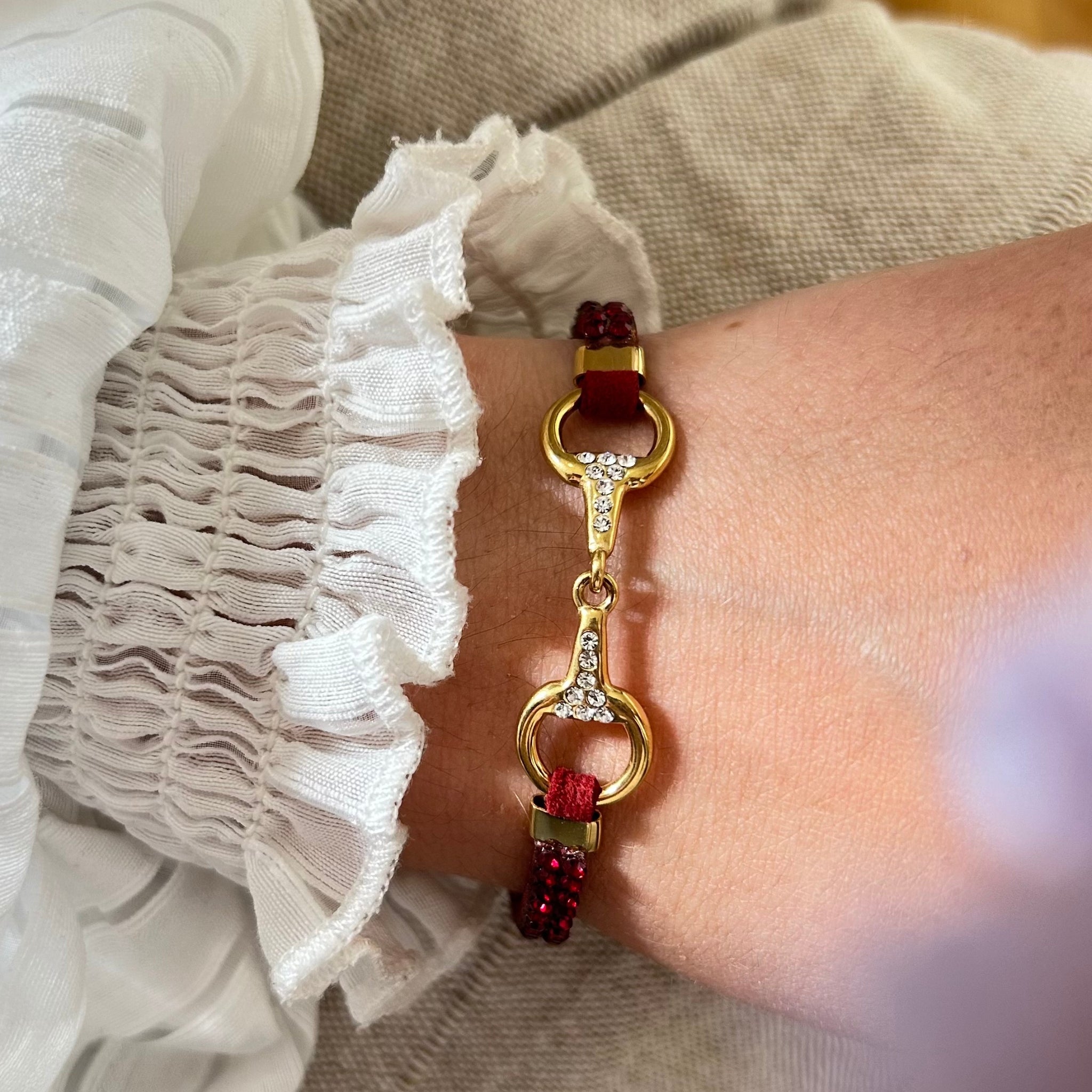 Bracelet Lilo strass doré bordeaux