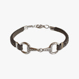Lilo - Bracelet gris antracite avec un mors en acier argenté orné de strass réglable et s'adapte au petit et grand poingnets Le cadeau idéal pour la cavalière qui monte à cheval ou à poney dans un centre équestre ou dans une écurie 