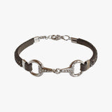 Lilo - Bracelet gris antracite avec un mors en acier argenté orné de strass réglable et s'adapte au petit et grand poingnets Le cadeau idéal pour la cavalière qui monte à cheval ou à poney dans un centre équestre ou dans une écurie 