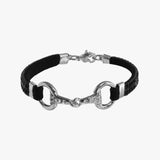 Lilo - Bracelet couleur noir avec un mors en acier argenté orné de strass réglable et s'adapte au petit et grand poingnets Le cadeau idéal pour la cavalière qui monte à cheval ou à poney dans un centre équestre ou dans une écurie 