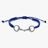 Bracelet bleu roi tréssé avec un mors orné de strass  idéal pour les cavalière qui monte à cheval dans une écurie ou en centre équestre 