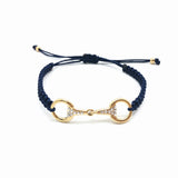 Bracelet tréssé bleu marine avec un mors dorée orné de strass réglable pour petit et grand poignet cadeau idéal pour la cavalière qui monte à cheval en écurie ou centre equestre 